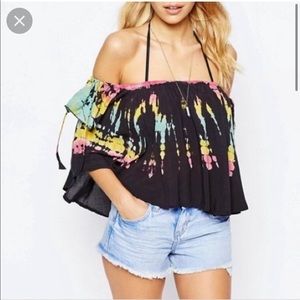 NWT! Surf Gypsy Tie Dye Cotton Candy Tassel Beach Top